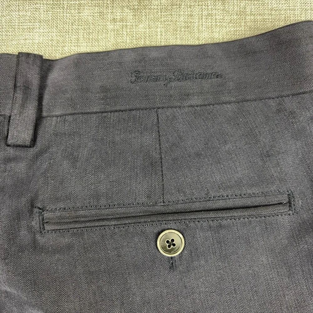 Tommy Bahama Pants Mens 38x30 Blue Silk Herringbone Pleated Dress Relaxed Summer